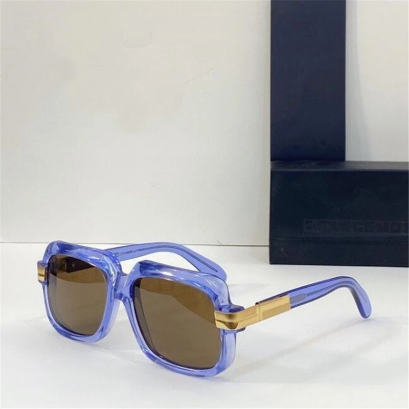 Luxury blue square framed sunglasses for women Fashion brand glasses hardcover box Recreational sunshade mirror for men and wome