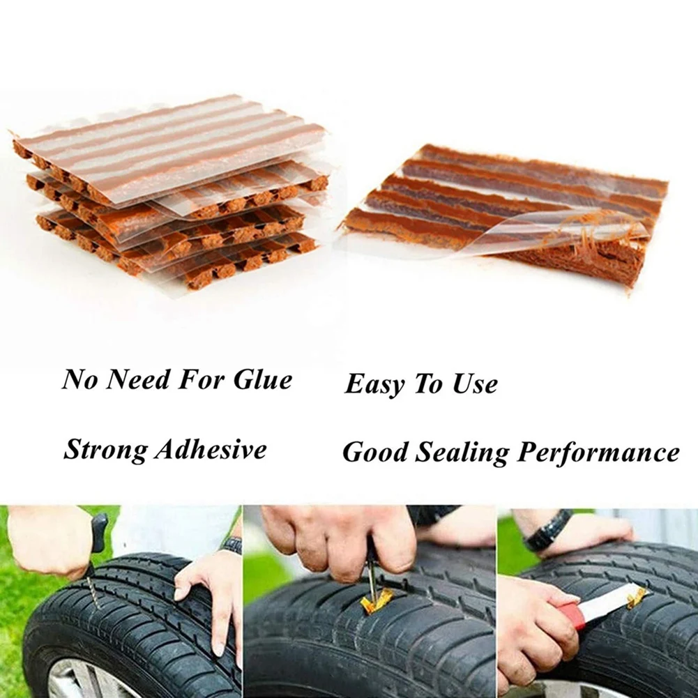 

100PCS Car Tubeless Tire Puncture Repair Tool Rubber Strips Stiring Plug Garage Seal Patch for Tyre Maintenan Universal