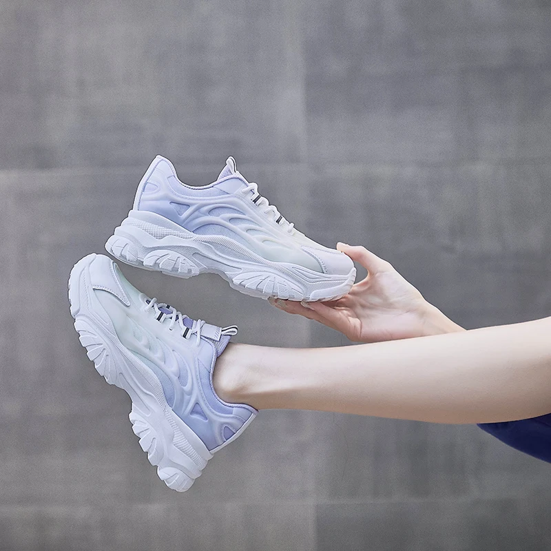 

Кроссовки Moipheng женские на платформе, повседневные теннисные туфли на толстой массивной подошве, розовые фиолетовые, 2022