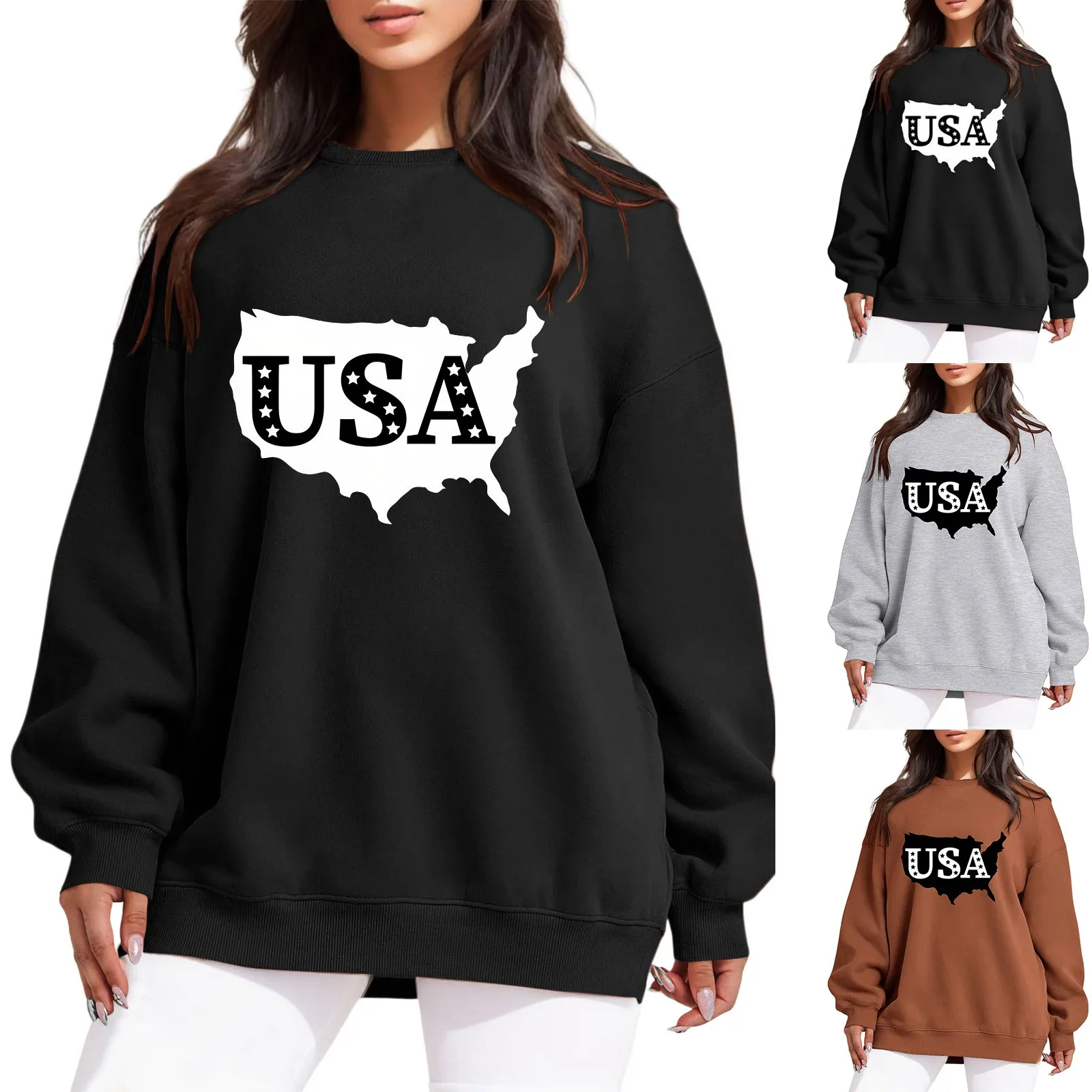

Oversized Sweatshirt For Women Fleece Long Sleeve Crewneck Casual Pullover Top Fall 2023 Trendy Three Quarter Sleeve Sweater