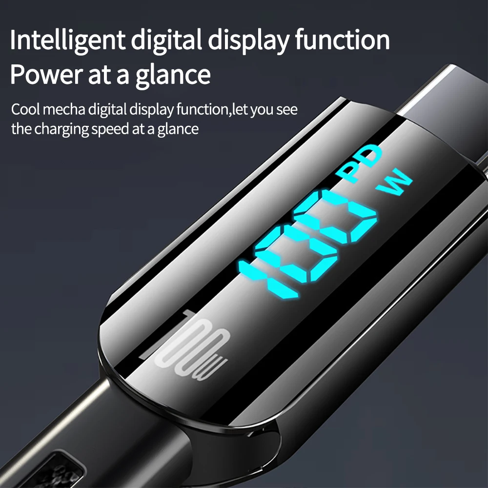 НОВЫЙ USB-кабель 100 Вт тип C быстрая зарядка цифровой дисплей кабель для передачи
