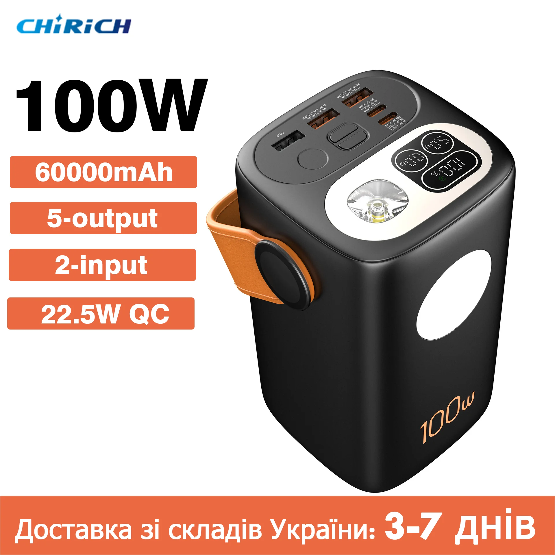 PD100W 60000 мАч Power Bank USB C Быстрая зарядка Портативный внешний запасной аккумулятор