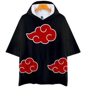 Anime Naruto T-shirts Uchiha Itachi Uzumaki Naruto 3D trend men's and women's loose hooded short-sleeved T-shirt cos fans gift