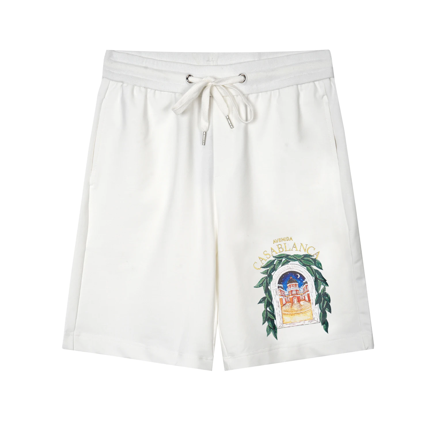 

Casablanca's new castle print drawstring High street trend men's and women's casual sports five cent shorts summer