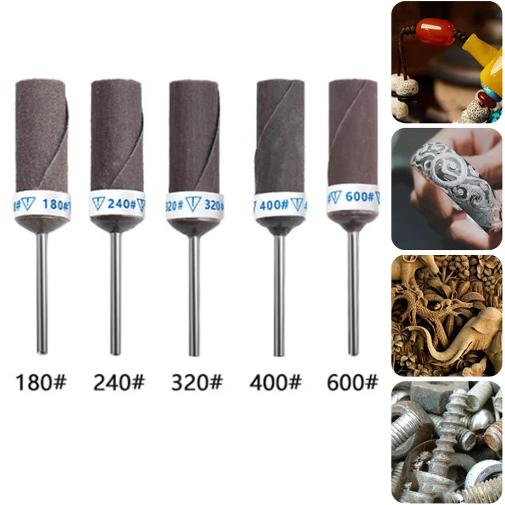

5pcs Sandpaper Stick 180-600# Sanding Band Sanding Drum Abrasive Rotary Tool Grinding Wheel Head 2.35mm Shank Polishing Tool