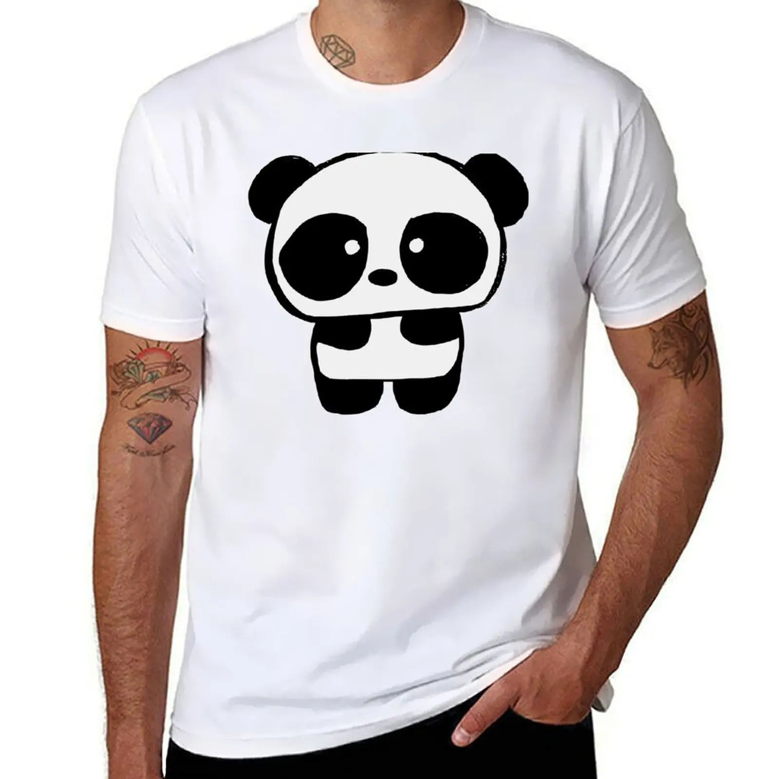 Фото Милая детская панда # Футболка 11–1000Pandas от Amanda Roos, мужская дизайнерская футболка, мужская футболка из 100% хлопка, футболка люксового бренда №1
