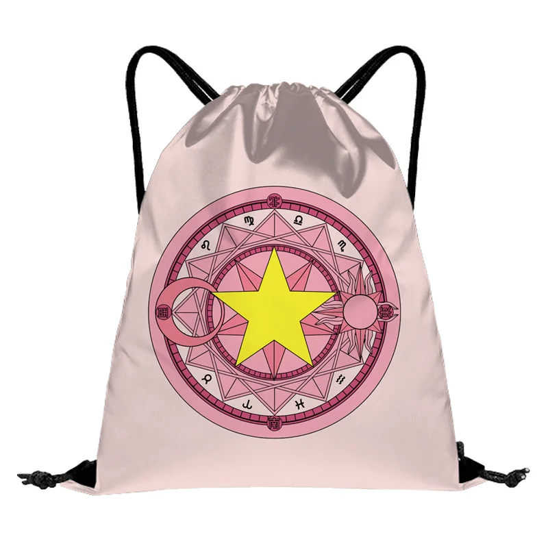 

Anime Card Captor Kinomoto Sakura Sling Shopping Bag Drawstring Double-shoulder Backpack