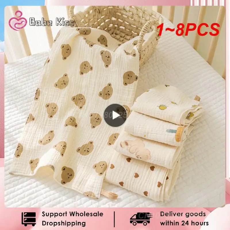 

1~8PCS Muslin Swaddle Cotton Blanket Summer Printed Baby Newborn Babies 0 To 24 Months Stuff Changing Pads & Covers Towel Bath