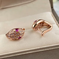 585 purple gold plated 14k rose gold inlaid crystal ruby earrings for women exquisite design unisex novelty light luxury jewelry