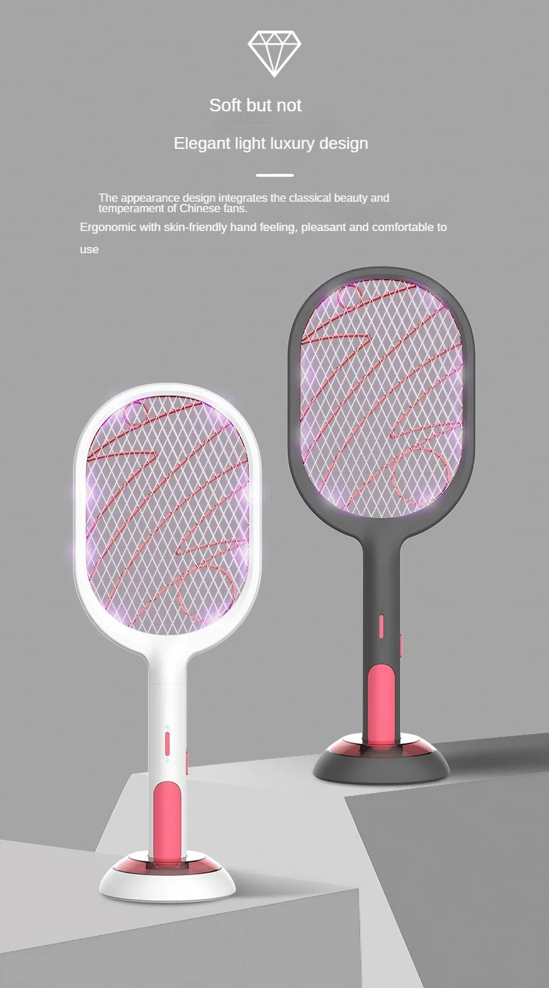 Hot Sale 3000V Electric Insect Racket Swatter Zapper USB 1200mAh Rechargeable Mosquito Swatter Kill Fly Bug Zapper Killer Trap
