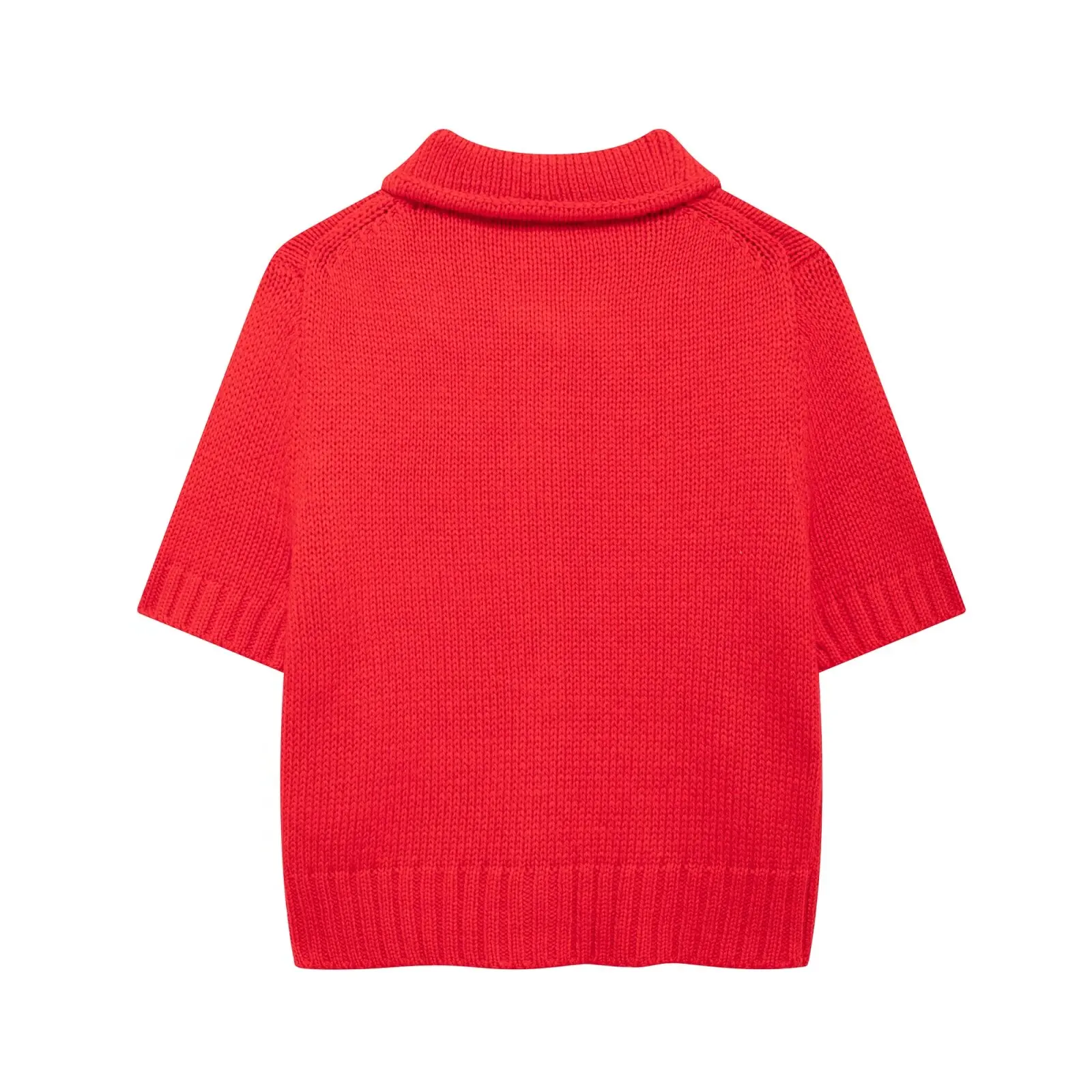 Женский трикотажный кардиган с коротким рукавом и воротником лацканами