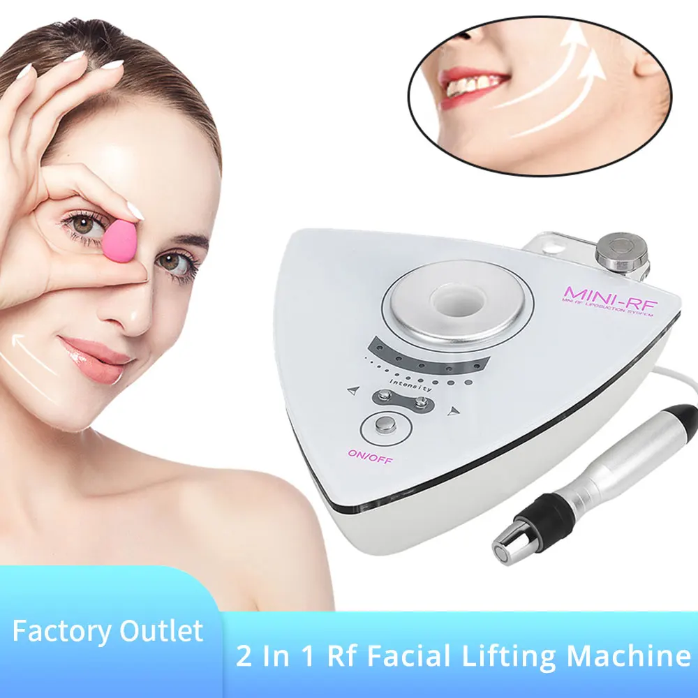 2 In 1 Ultrasonic Rf Facial Lifting Machine Skin Massager Beauty Instrument Wrinkle Removal Tightening Cleaning Face Care Tool