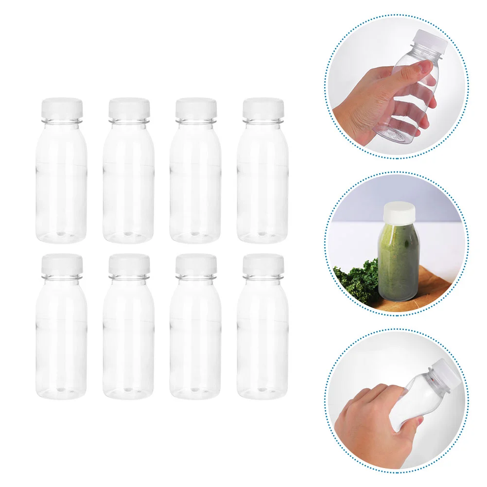 

8 Pcs Drink Bottle Water Drinking Cups Juice Bottles Square Containers Lids Jug Portable Milk Tea The Pet Take Out Child Carton