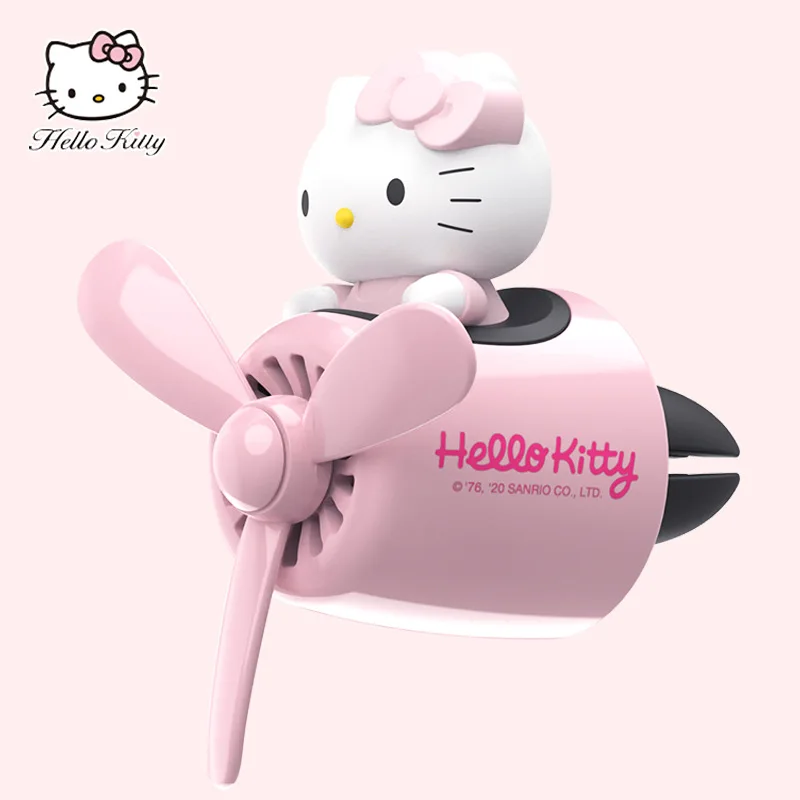 Sanrio Car Air Freshener Hello Kitty Bear Pilot Rotating Propeller Aromatherapy Air Outlet Fragrance Auto Perfume Accessories
