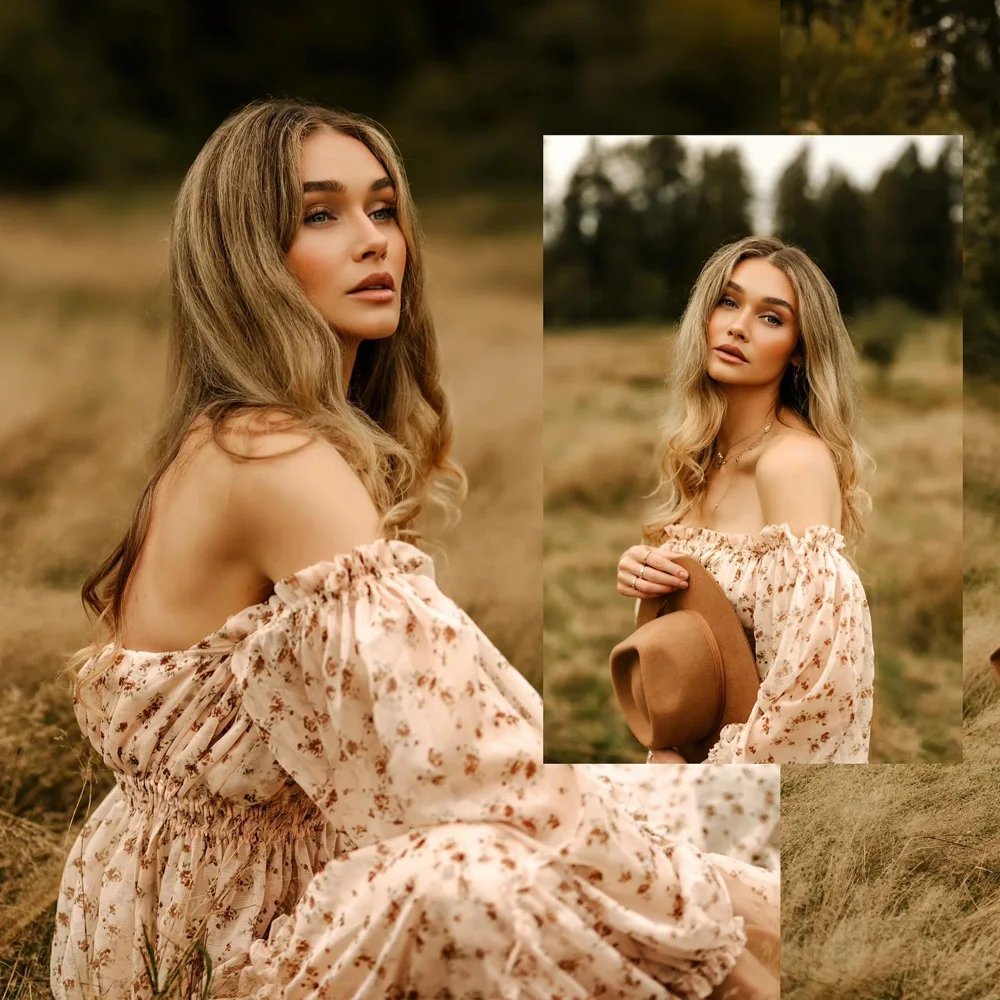 Милое платье для беременных шифоновое с цветочным принтом на одно плечо