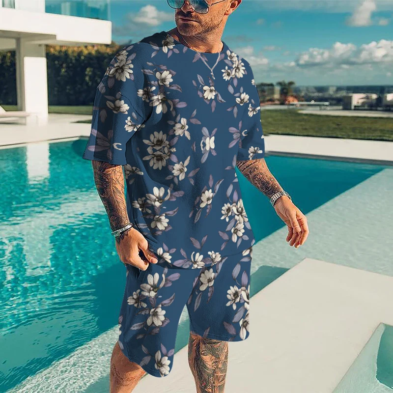 

Summer Men's T Shirt Suit Plaid T-shirt Sets 2 Piece Creative Men's Summer Retro Clothing 3D Print T-shirt and Shorts Set