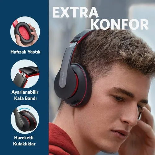 Anker Soundcore Life Q10 Wireless Bluetooth 5.0 Earphone-60 Hours Playback Time of Up to-Black Red High Quality Earphone enlarge