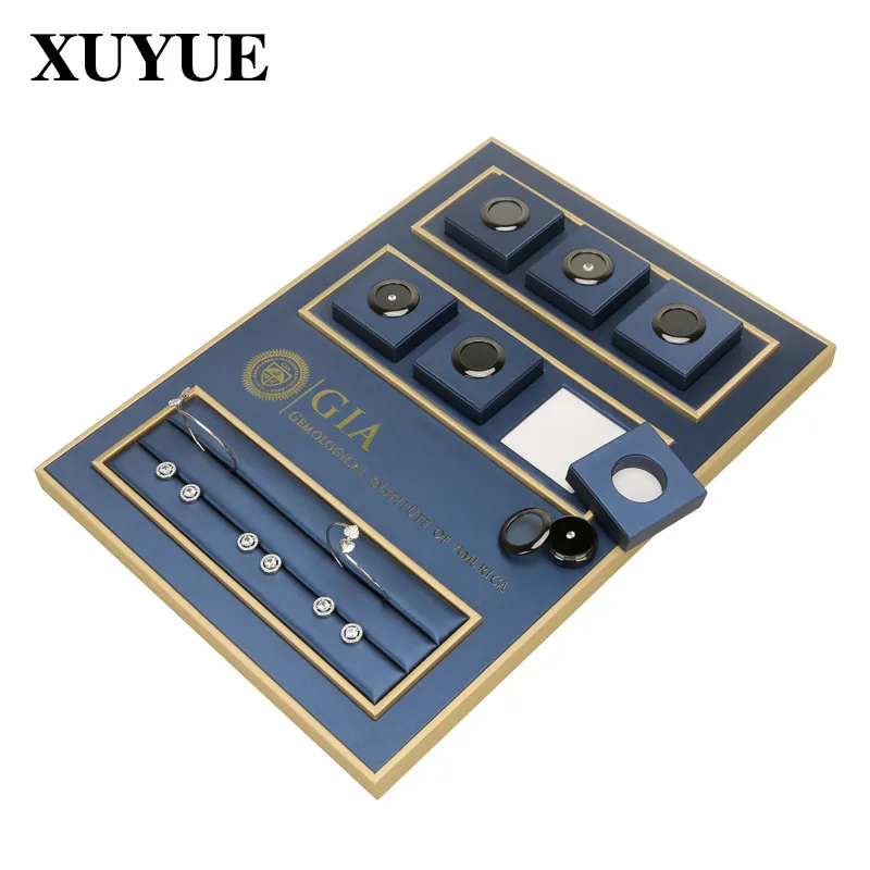 Jewelry display stand blue brushed jewelry display stand diamond loose diamond props ring necklace jewelry display spot