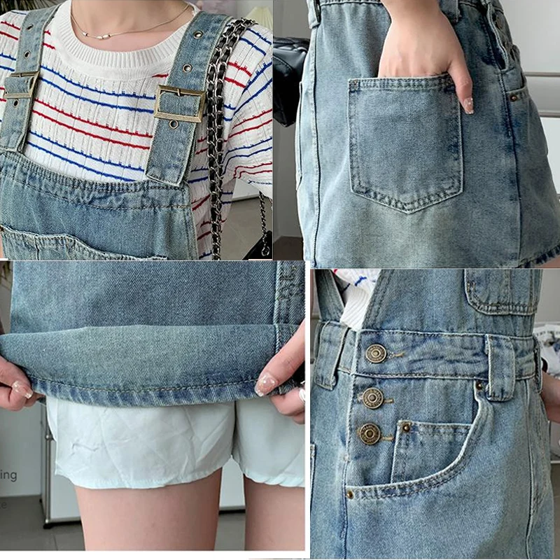Denim Strap Skirt Women's Blue Commuter Casual Summer Versatile Short Skirt Slim and Anti Strapping