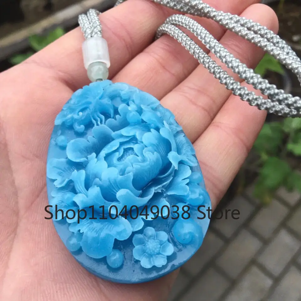 Natural Original Stone Tianhe Butterfly Love Flower Palace Wind Glacier Blue Pendant Goddess Blossom Wealth