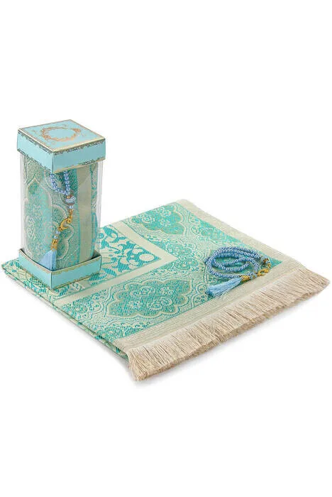 

IQRAH Seccadeli Pearl Tesbihli Windowed Boxed Set Blue Color