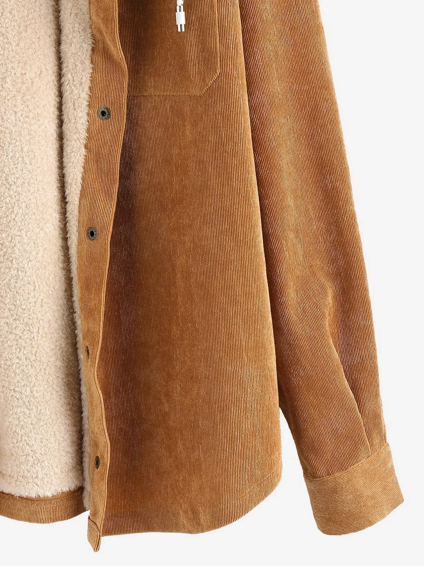 ZAFUL женская вельветовая куртка с капюшоном на флисовой подкладке однотонное