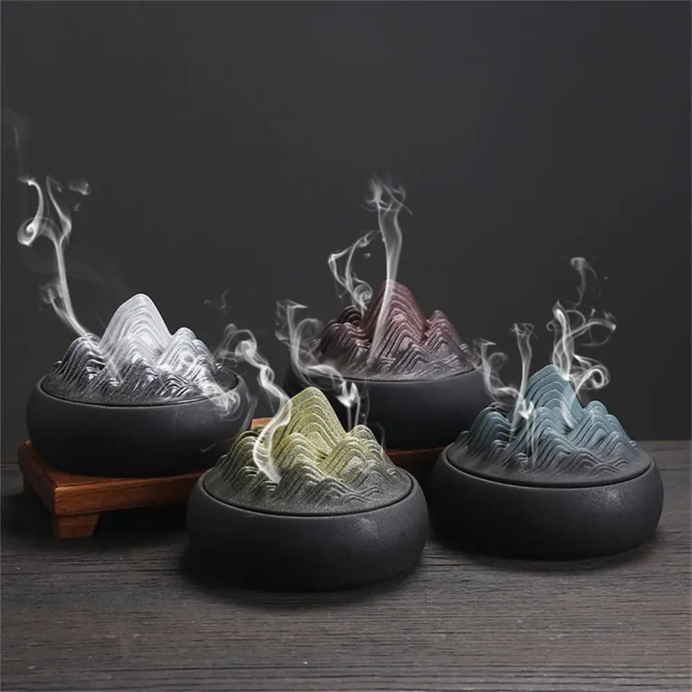 

Vintage Carved Incense Burner Shatterproof Flame Retardant Decorative Desk Ornament Ceramics Aromatherapy Stove for Home