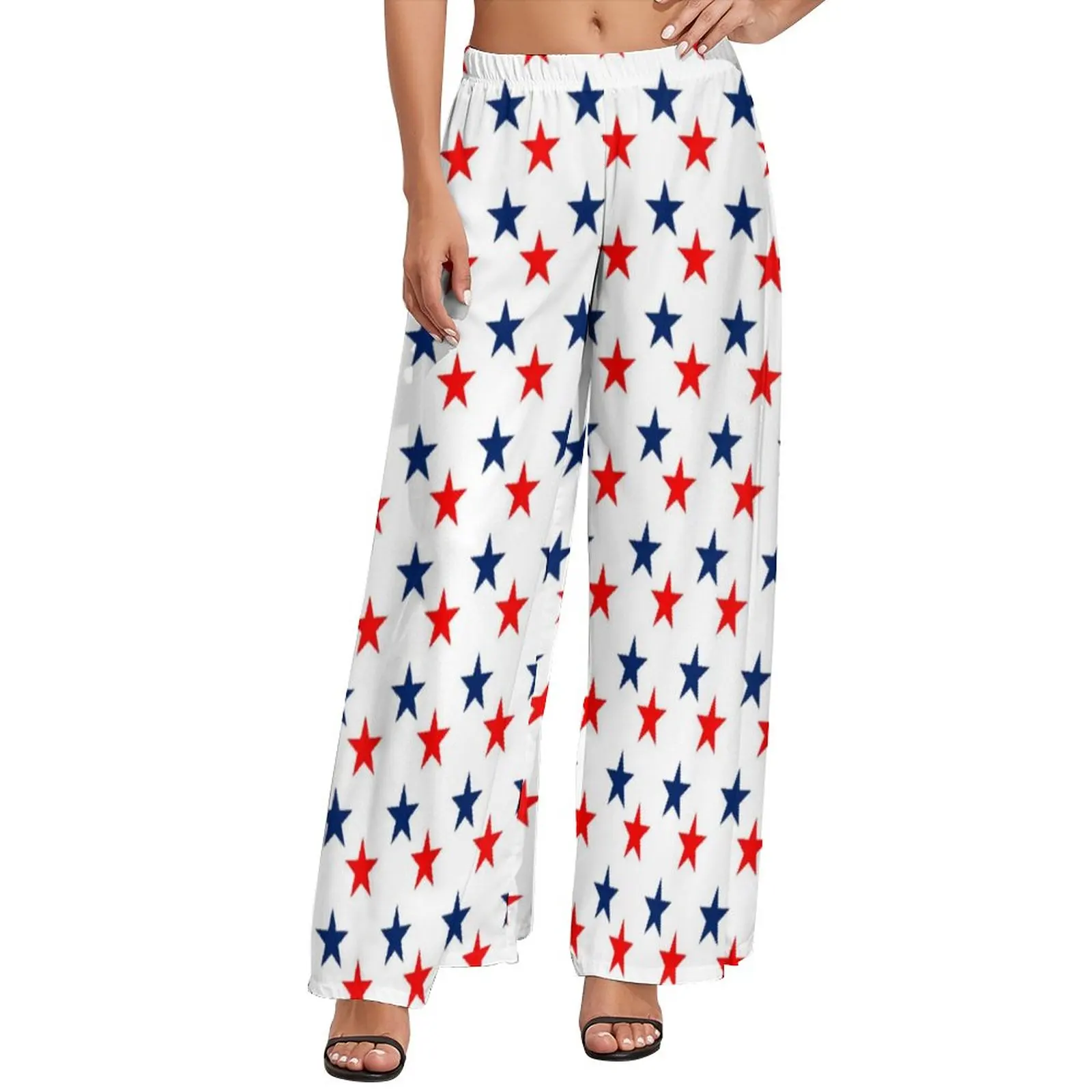 

Cool American USA Flag Straight Pants Blue Red Stars Print Sexy Wide Pants Women Big Size Streetwear Graphic Trousers