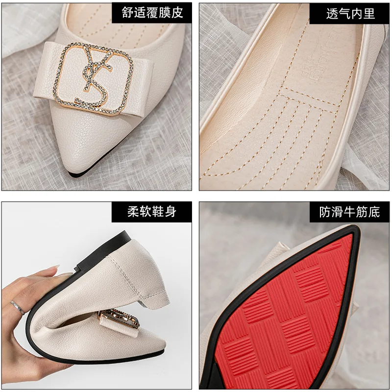 Spring/Summer New Designer Luxury Women Shoes Pointed Toe Shallow  Casual Office and Career Shoes Black Loafers Women Zapatos