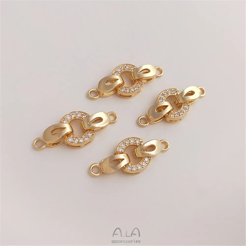 

14K plated gold filled Zircon double clasp round clasp Handmade diy pearl bracelet necklace clasp accessories