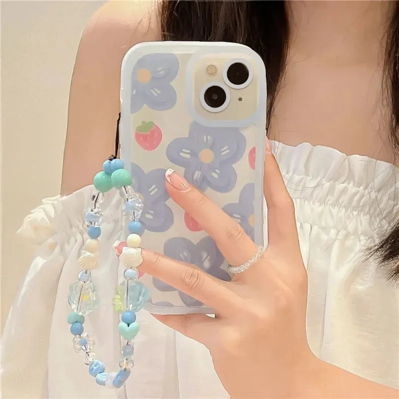 Мягкий ТПУ чехол TD102 с клубничным цветком для Samsung Galaxy S9 S10 S20 S21 FE S22 Plus A21S A51 A52 A72 A12 A32