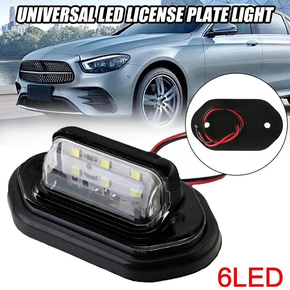 

Black 12v 24v Waterproof 6 Led License Plate Light High Trailer Boat Caravan Quality Step Suv Car Van Truck Lamp N3u6