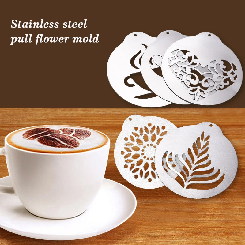 

5-Piece Set Of Creative Kitchenware Coffee Latte Coffee Shop DIY Mold Portable 304 Stainless Steel Coffee Latte Tool