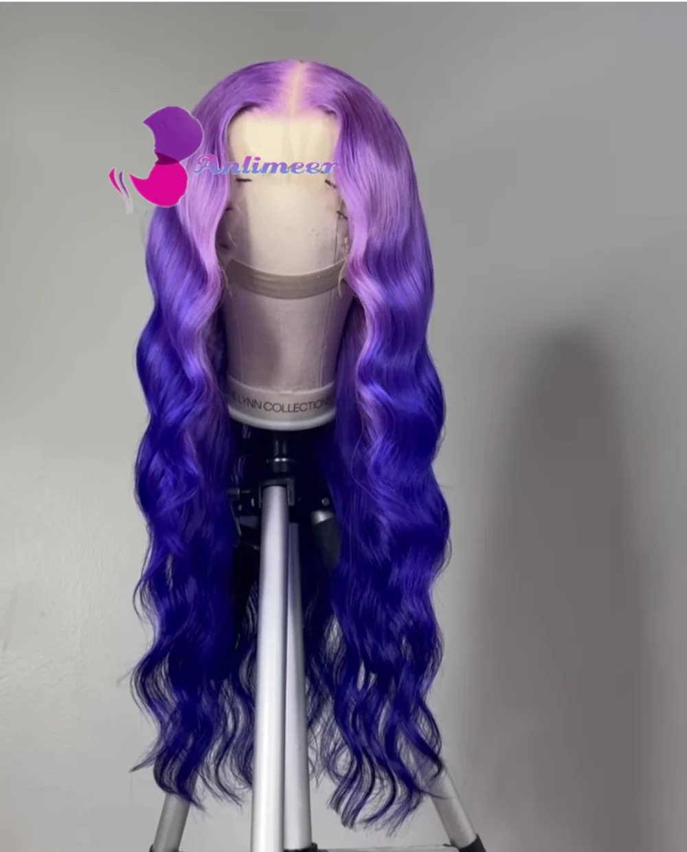 

Body Wave Hair Replacement Wigs Ombre Purple Lace Front Wigs Human Hair Pre Plucked Pervian Long Wig 150% Density for Women