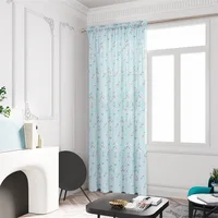 Modern Minimalist Fresh Pastoral Blackout Blue Flower Curtain Living Room Bedroom Curtain Home Accessories