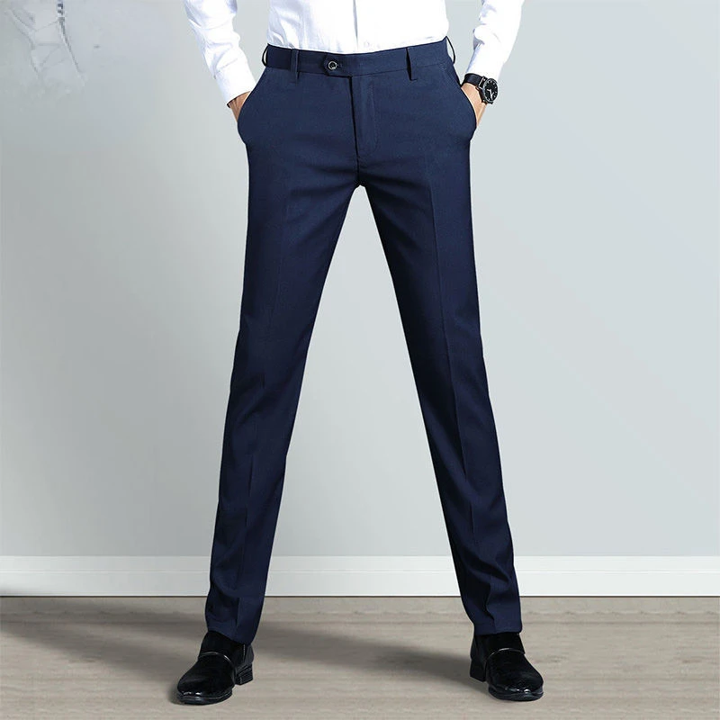 

2022 New Slim Men's Suit Pants Stretch Trousers Men Autumn High Quality Classic Solid Business Casual Wear Formal Trousers T142