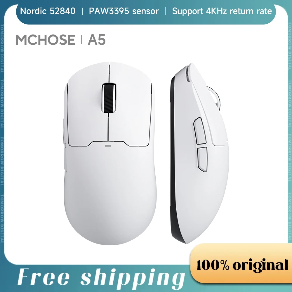 

MCHOSE A5 Bluetooth Wireless Mouse 26000DPI PAW3395 Optical Sensor Gaming Mouse 4KHz Light Weight Pc Gamer Accessories