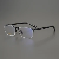 new fashion business style large square half rim titanium glasses frame men ultralight eyeglasses myopia prescription spectacles