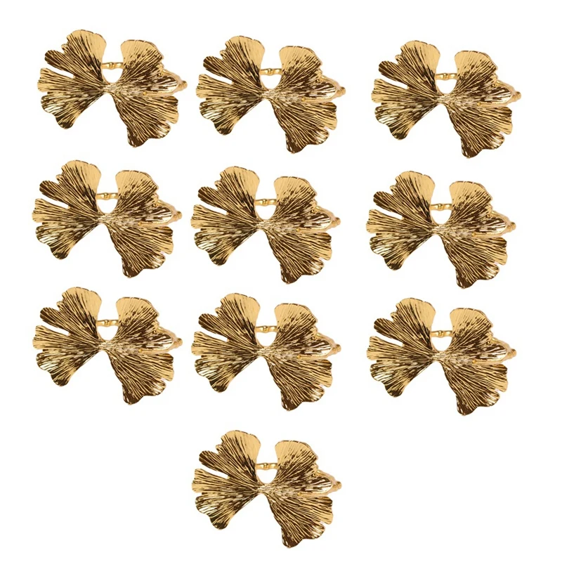 

10Pcs/Lot Vintage Ginkgo Leaf Napkin Buckle Leaf Napkin Ring Forest Series Wedding Napkin Ring