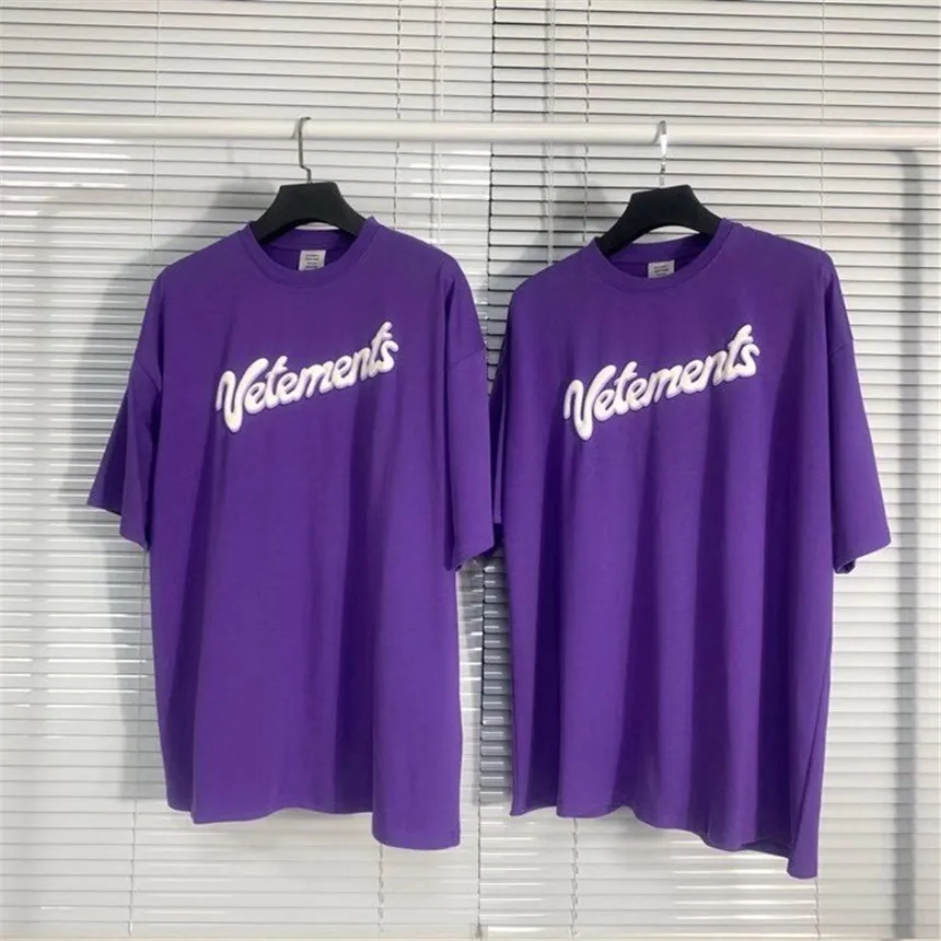 

Puff Print Vetements T-Shirt Men Women Tee Oversized Purple VTM T Shirt