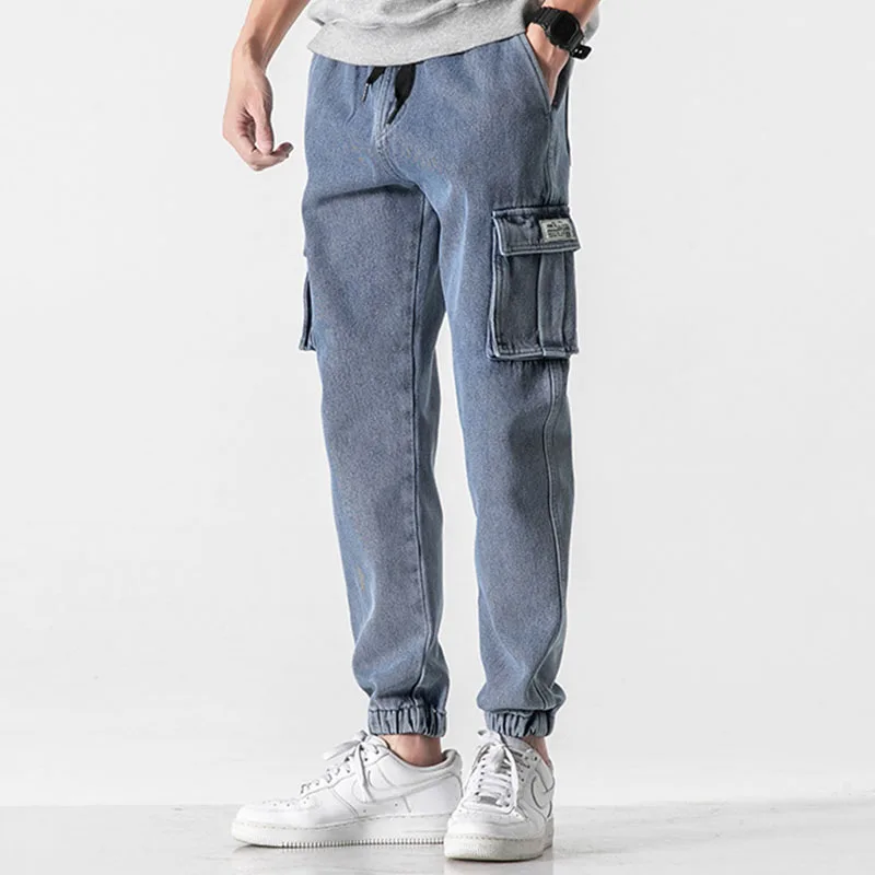 

Мужские классические брюки-карго, модные повседневные джинсы, мужские уличные Свободные повседневные спортивные брюки, мужские джинсовые ...