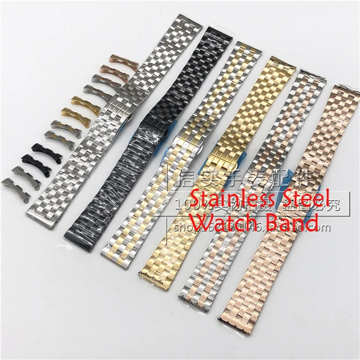 New 18 19 20 21 22 12mm High Quality Watchband Watch Parts male strip Solid Stainless steel bracelets straps for branded watch