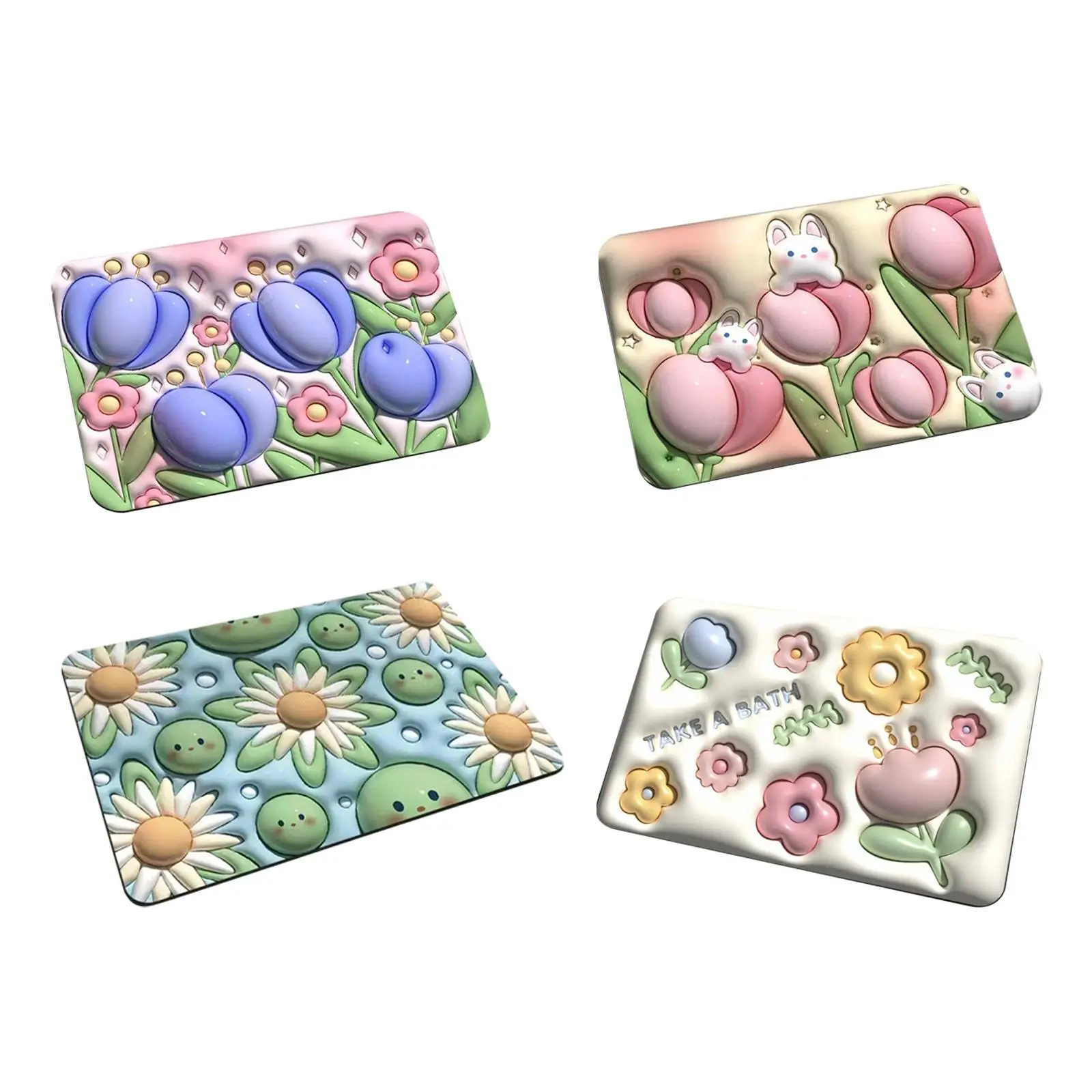 3D Bath Mat Soft Multi Functional Decoration Floormat for Shower Room Rug
