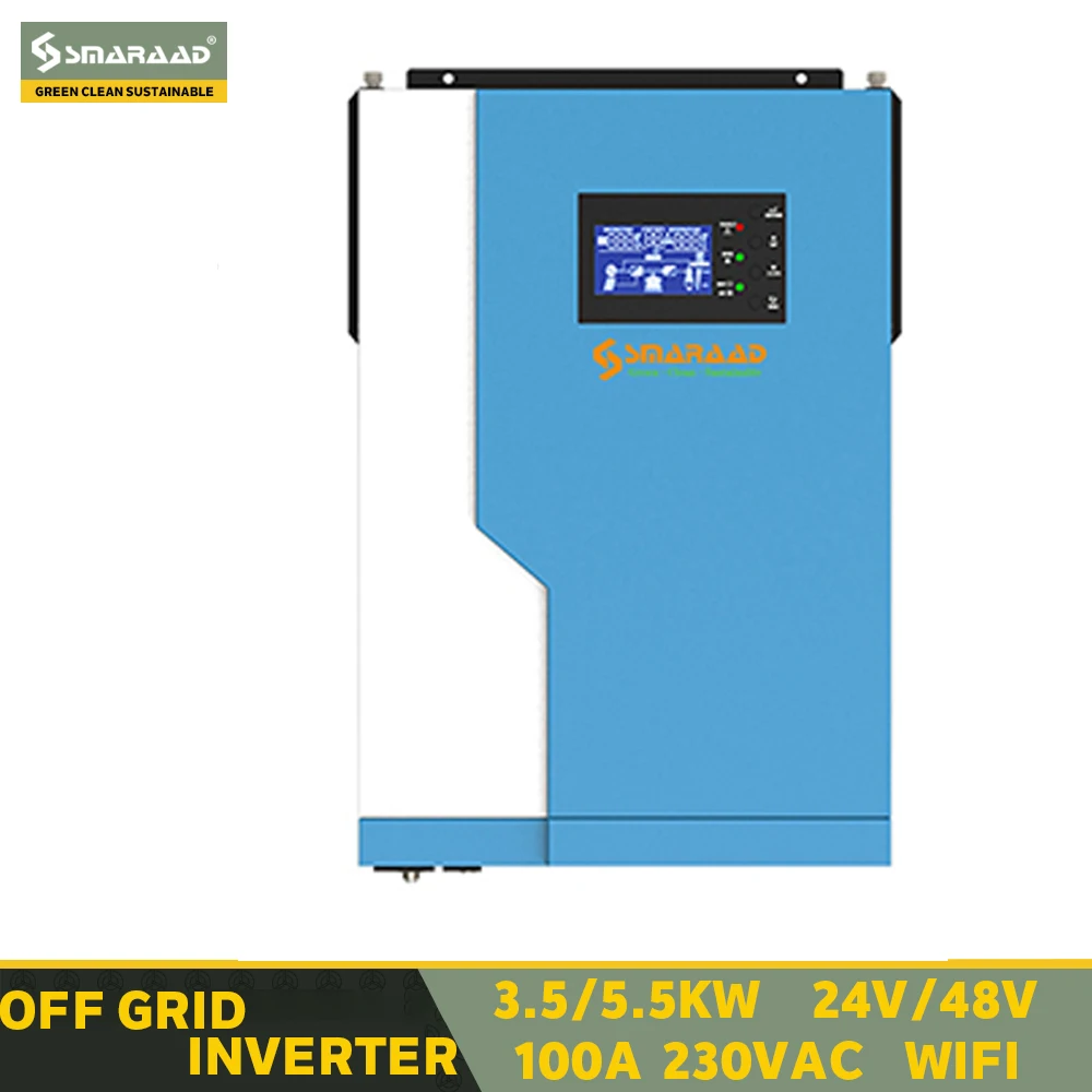 SMARAAD 5500W 220V 50Hz/60Hz Off Grid Inverter Pure Sine Wave 24V 48V MPPT 100A Solar Controller Max 500VDC PV Input With WIFI