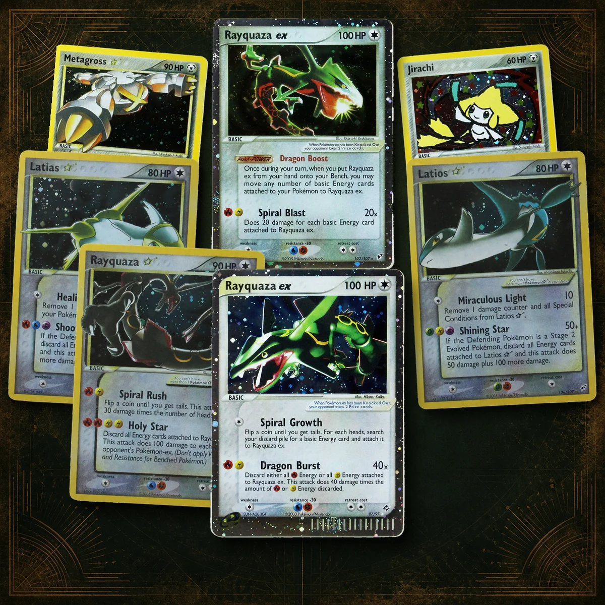 Фото PKM Proxy EX Delta Species(DS) EX Deoxys(DX) Rayquaza/Latias/Latios FOIL Голографические редкие карты, коллекция PTCG, подарки, игрушки №1