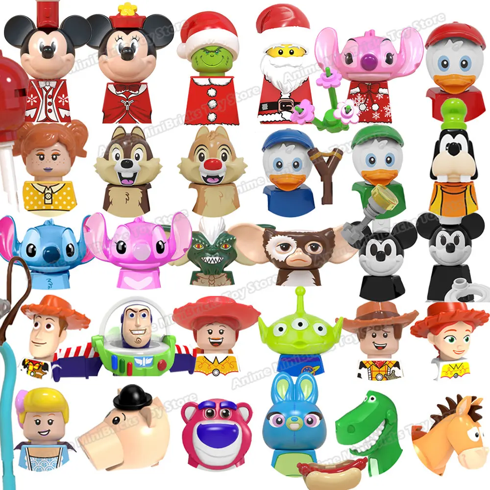 

Disney Christmas Anime Bricks Movies Mini Action Toy Figures Building Blocks Frozen Stitch Angel Toy Story Woody Buzz Lightyear