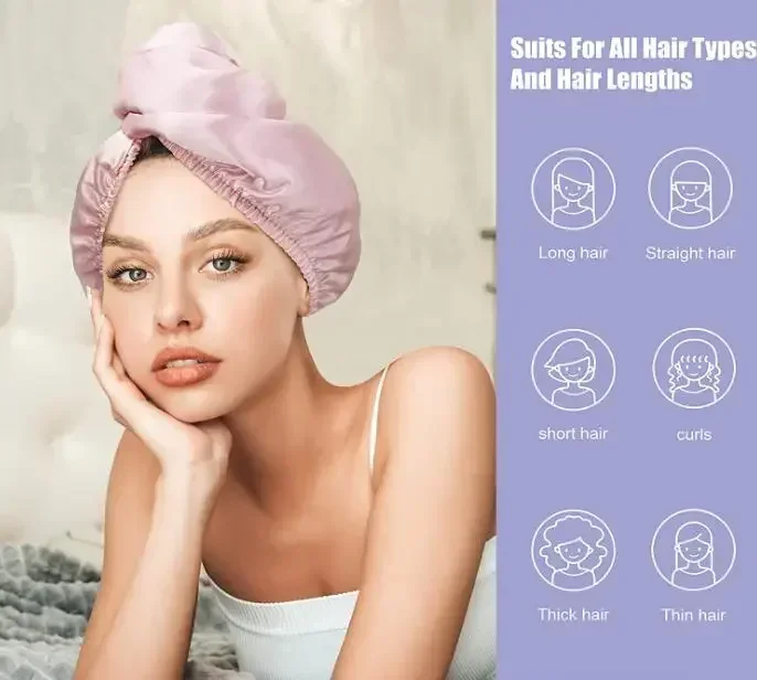 Атласное шелковое полотенце с длинными волосами для девушек впитывающее