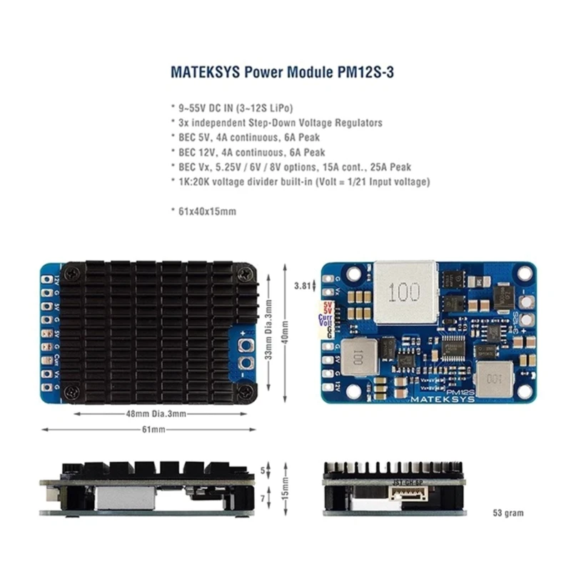 MATEK MATEKSYS Φ модуль регулируемый от 9-55 в до 5 В/8 в/12 В-5 А защита перегрузки по току