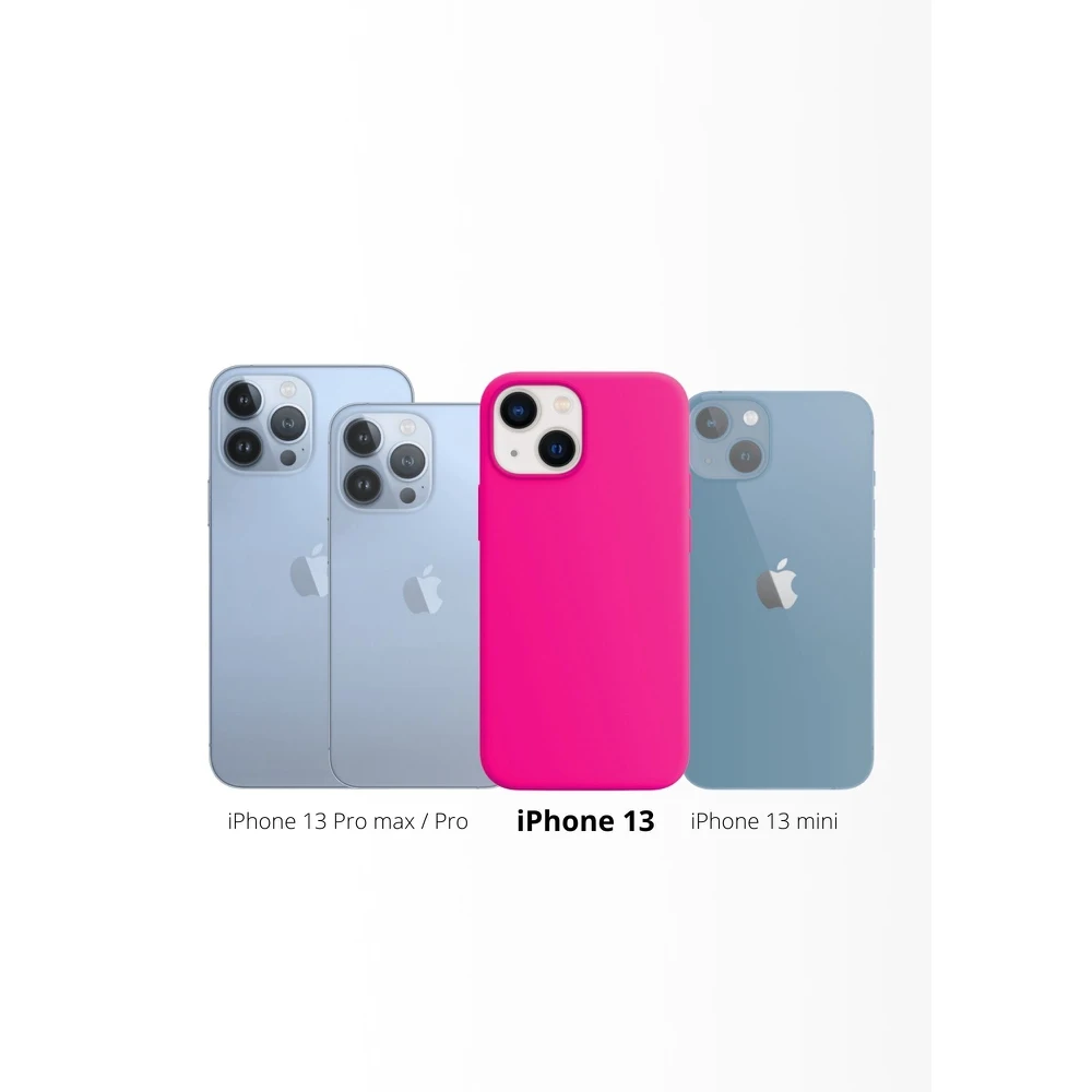 Чехол на iPhone 13 (на айфон 13) силикон ярко-розовый фуксия с логотипом |