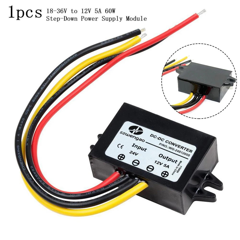 

18-36V To 12V 5A 60W Step-down DC/DC Converter Inverters 60V-12V Voltage Switching Regulator Car Truck Boat Power Supply